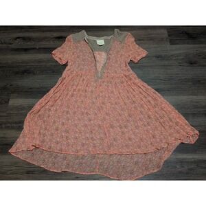 Maeve Anthropologie Coral Floral Print High‎ Low Dress Size 8